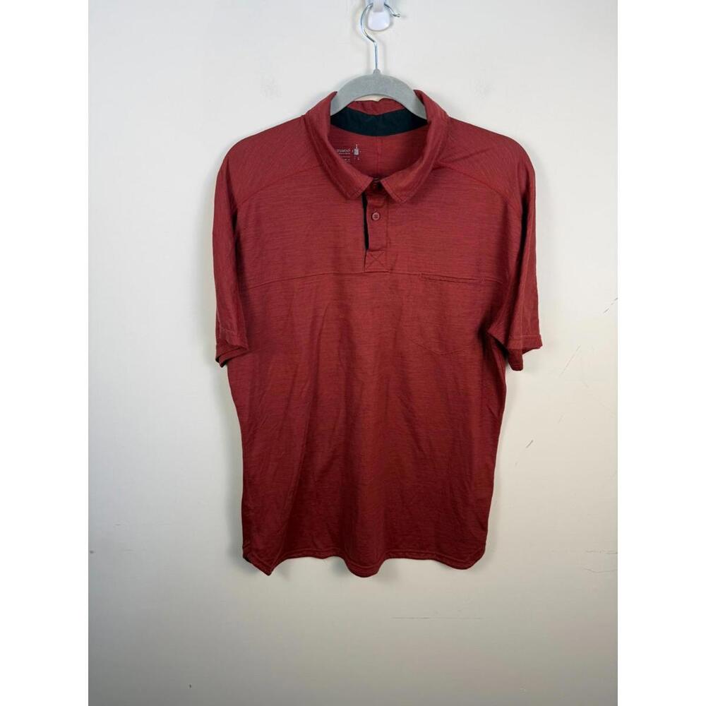 Smartwool‎ Polo Shirt Mens Large Red Wool Blend Golf Outdoor